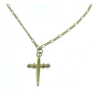 5 Paris Cross Pendant Chain Necklace Adjustable Gold Tone 16.5-20 Inch